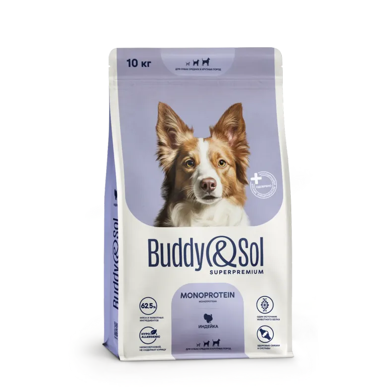Buddy&Sol Superpremium MONOPROTEIN МОНОПРОТЕИН ПОЛНОРАЦИОННЫЙ СУХОЙ КОРМ СУПЕРП…